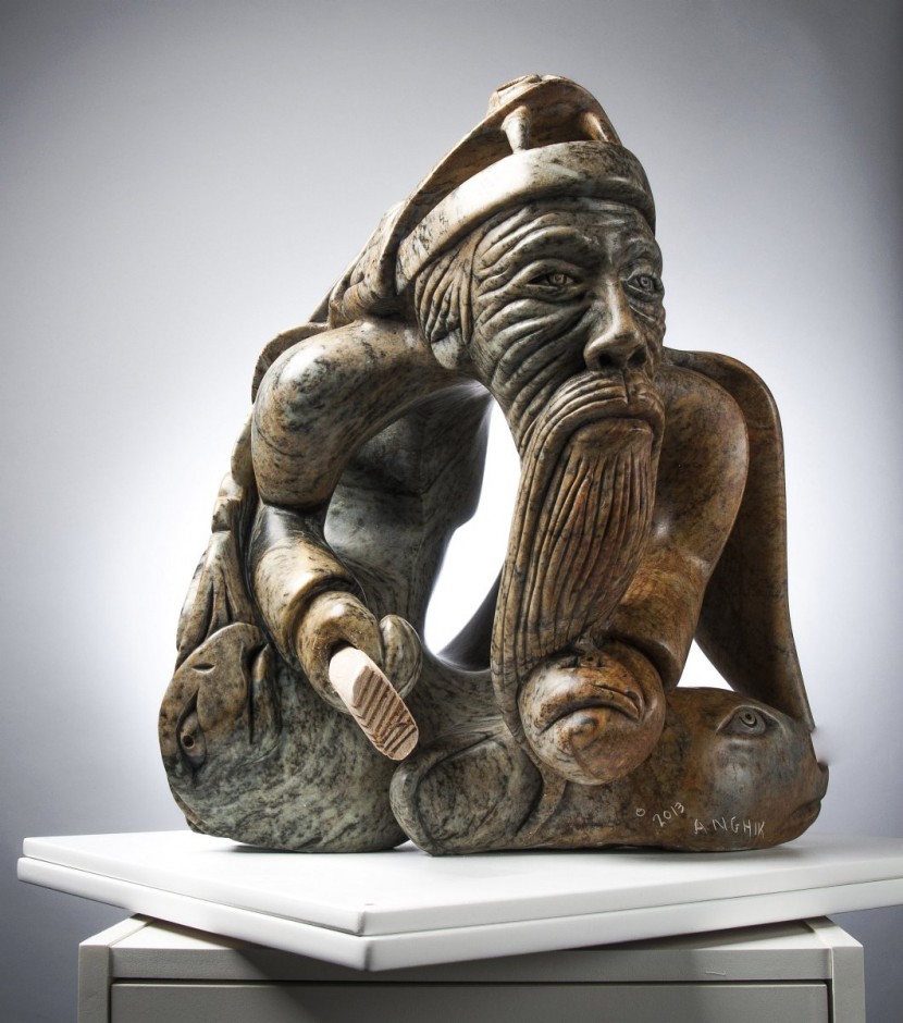 Viking Shaman with Rune Sticks - Sculptures by Inuit Artist Abraham ...