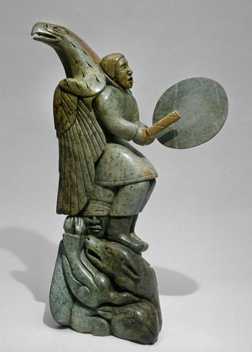 Spirits of the Great Hunt Soapstone Inuit Sculpture by A Ruben